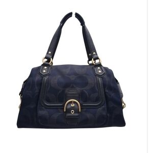 Coach Dark Blue Shoulder Bag with Gold Accents